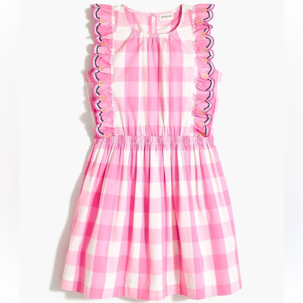 Charming Pink Checkered Dress with Colorful Trim